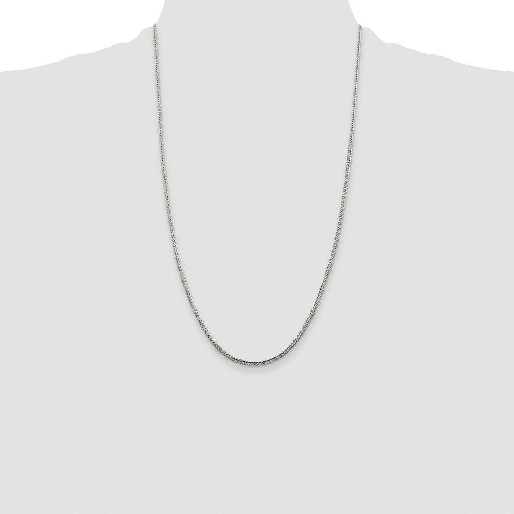 Sterling Silver Rhodium-plated 2mm Diamond-cut Round Franco Chain