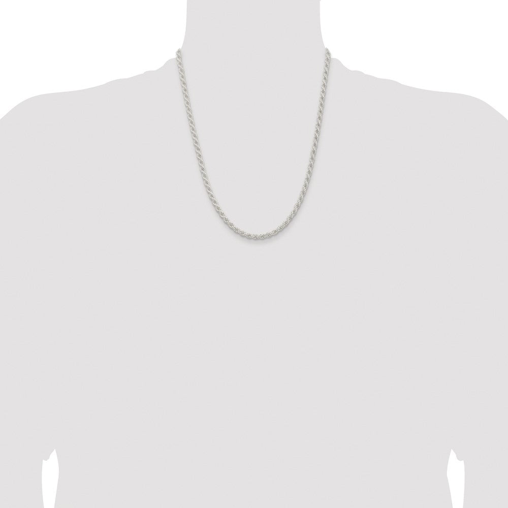 Sterling Silver Rhodium-plated 4.5mm Solid Rope Chain