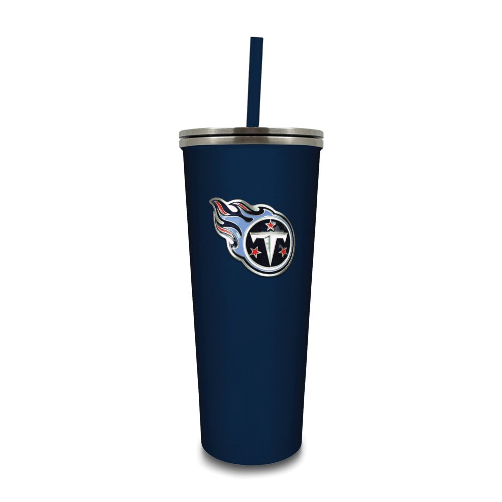 NFL Tennessee Titans Stainless Steel 24 ounce Skinny Tumbler with Emblem and Straw