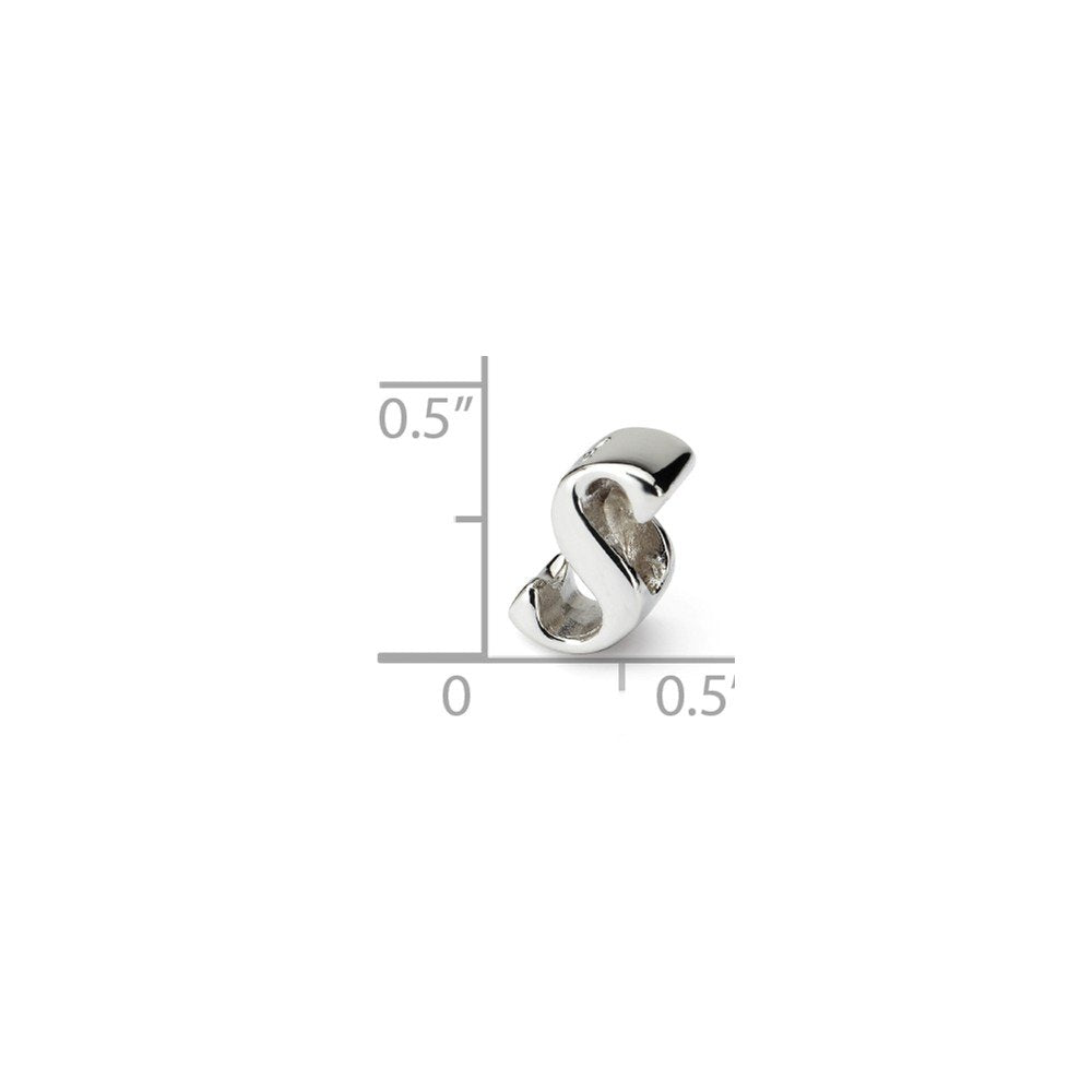 925 Sterling Silver Polished Reflections Letter Name Personalized Monogram Initial S Script Bead Charm 10.91x7.27mm Wide