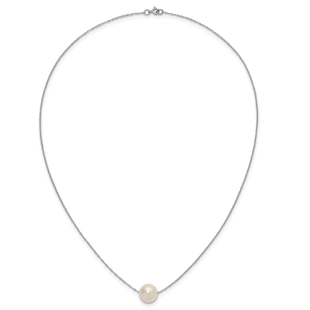 10k White Gold 10-11mm White Round Freshwater Cultured Pearl 17 inch Rope Necklace