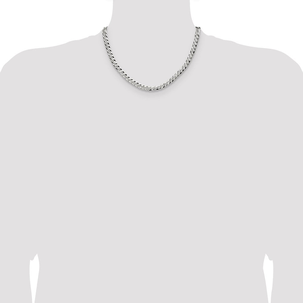 Sterling Silver 5.9mm Flat D/C Pave Curb Chain