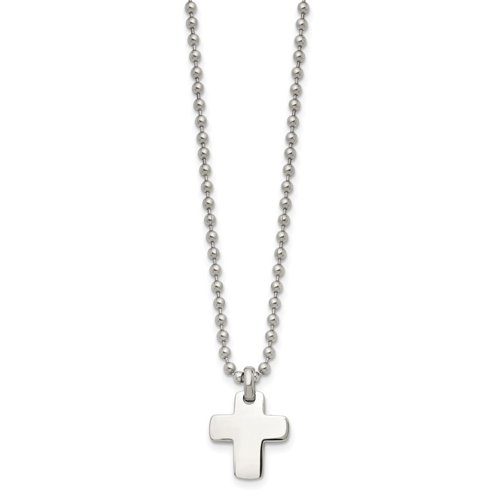 Stainless Steel Polished Cross 20in Necklace