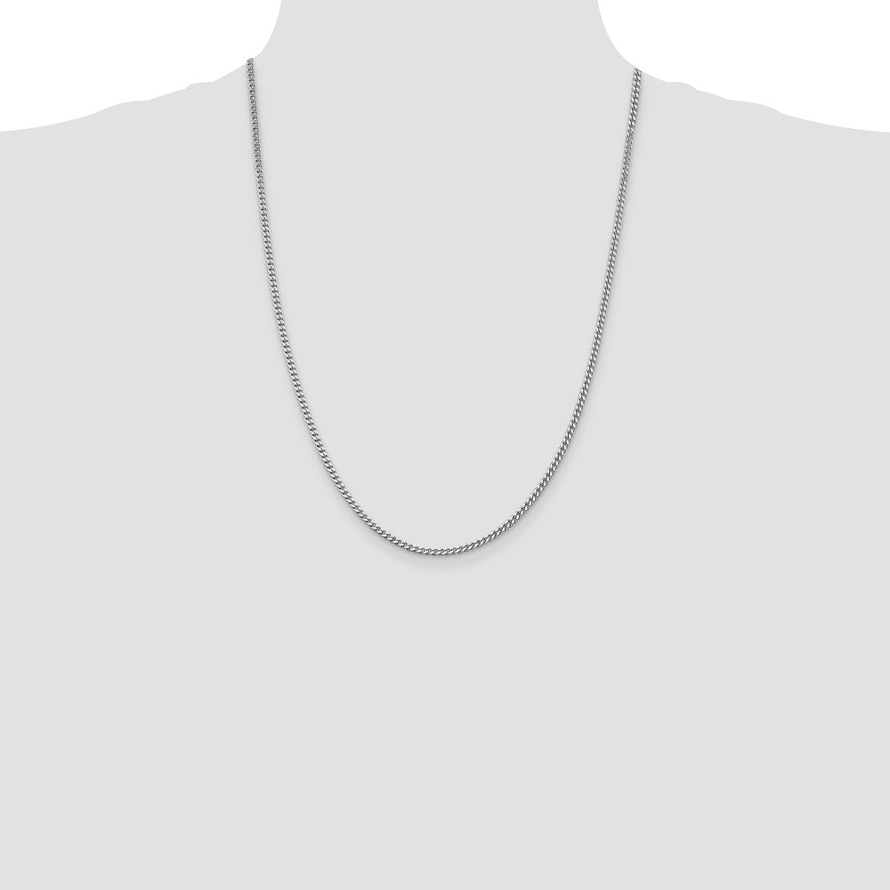 Sterling Silver Rhodium-plated 3mm Curb Chain 24 Inches