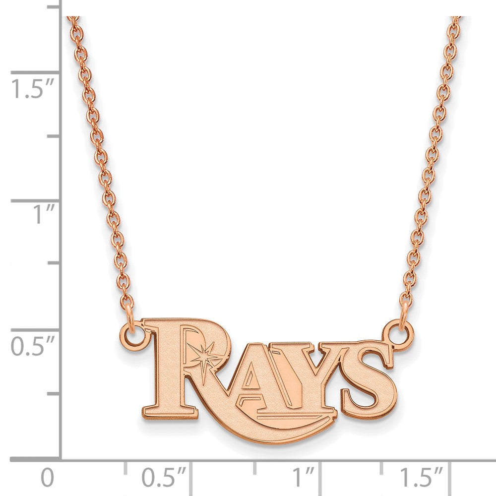 Sterling Silver Rose Gold-plated MLB LogoArt Tampa Bay Rays Small Pendant w