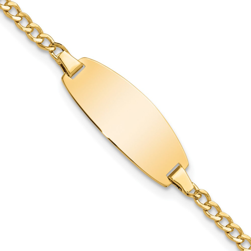 14k Semi-Solid Oval Curb ID Bracelet 5.5 inches