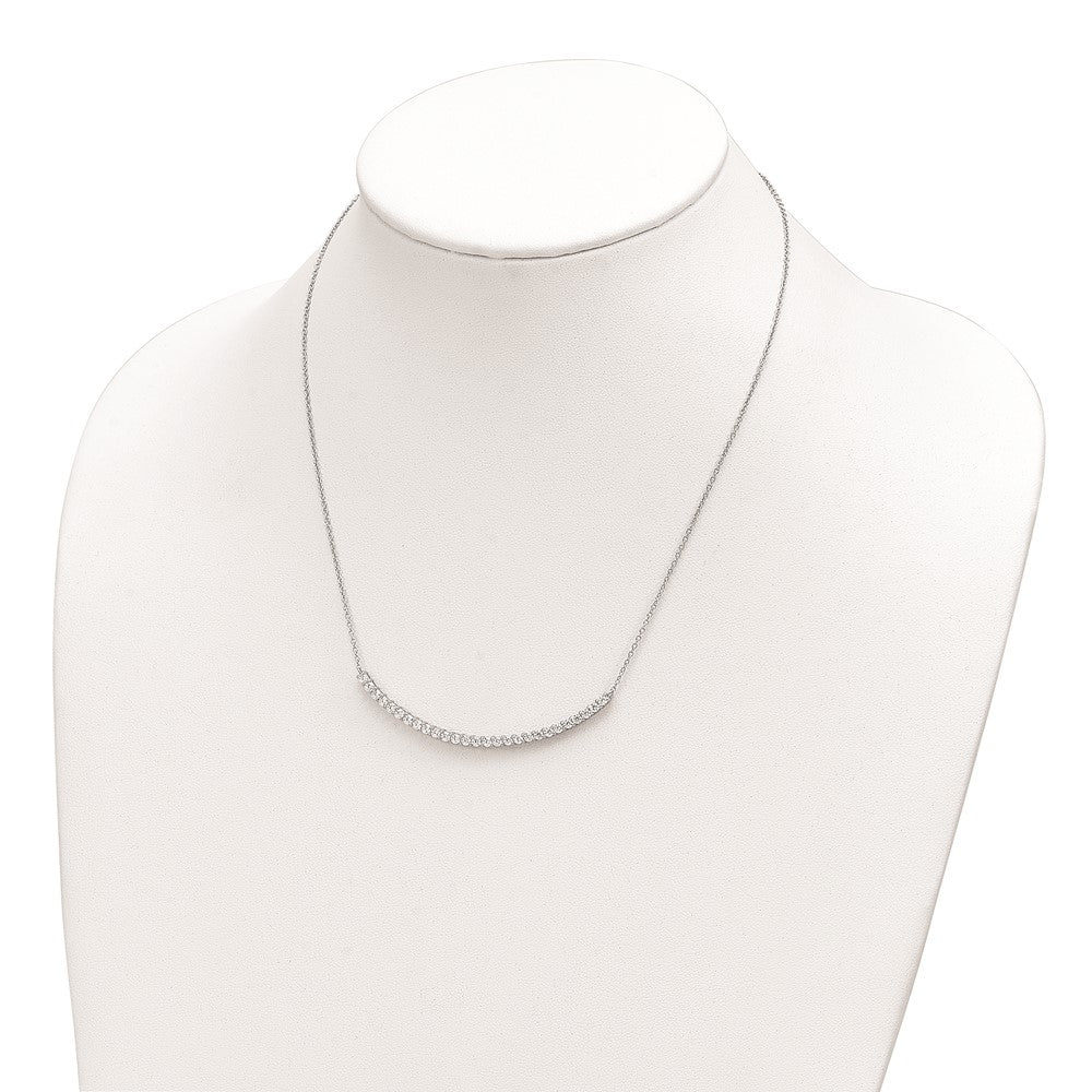 Cheryl M Sterling Silver Rhodium-plated Brilliant-cut CZ Curved Bar 18 Inch Necklace 18 Inches
