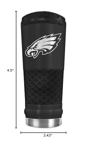 Philadelphia Eagles 24 ounce vacuum insulated stainless steel tumbler in black powder coat and laser etched team logo