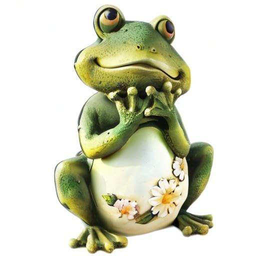 Roman Frog with Flowers on its Belly Outdoor Garden Statue