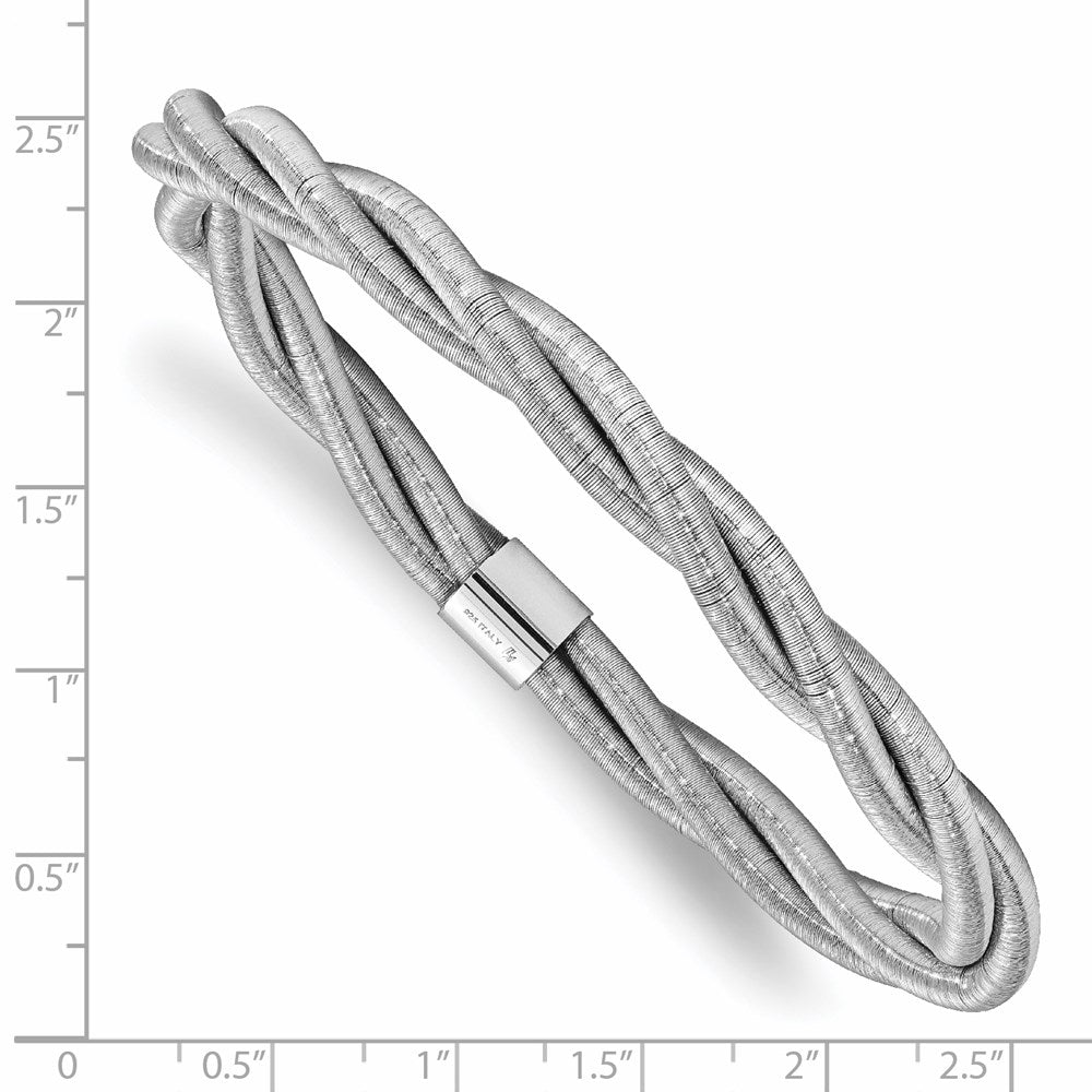 Sterling Silver Rhodium Textured Twisted Slip-on Bangle