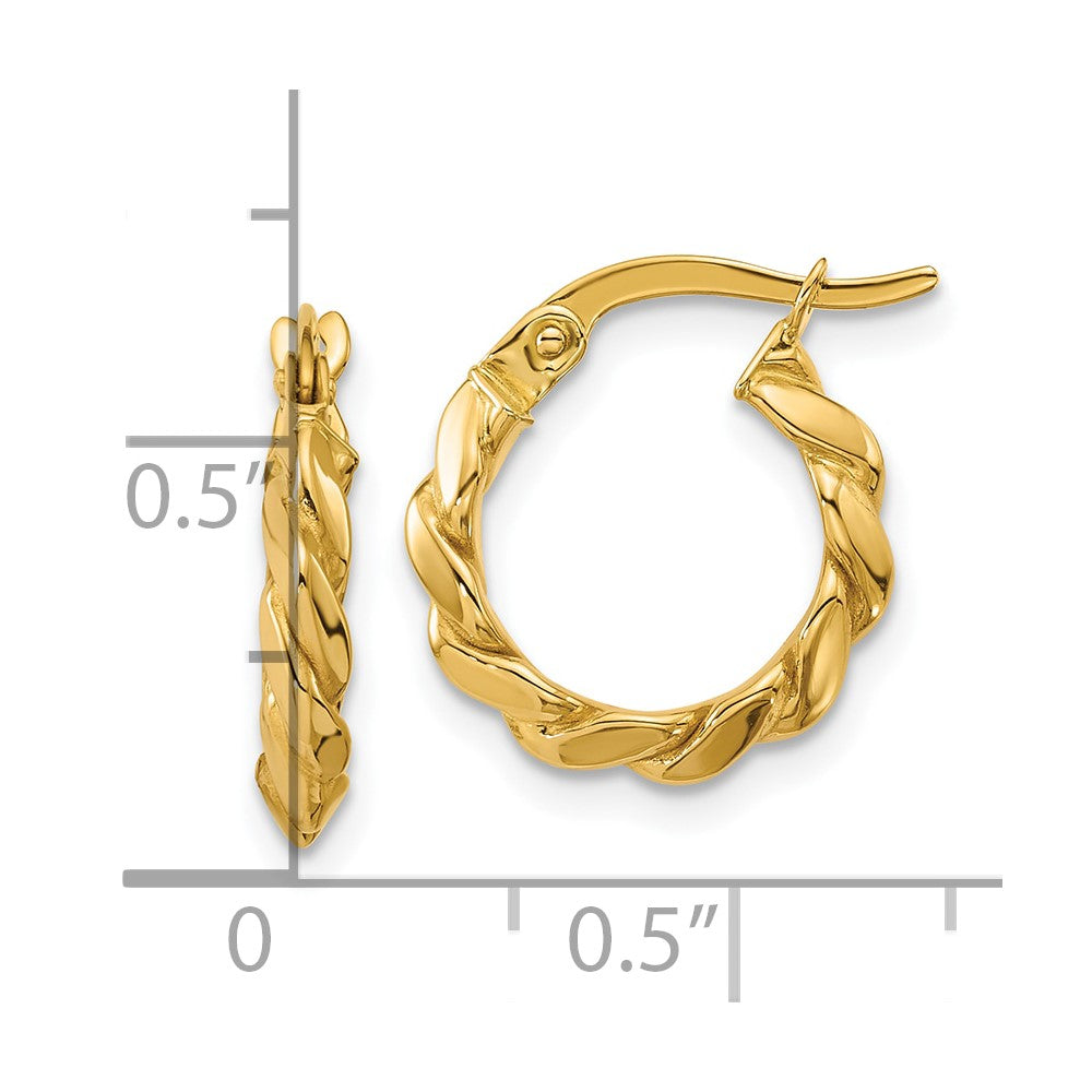 14K Polished Twisted Round Hoop Earrings