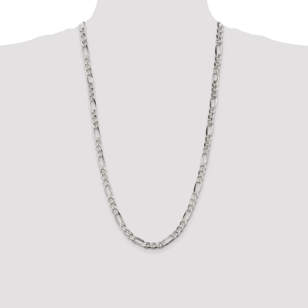 Sterling Silver 6.75mm Figaro Chain 28 Inches