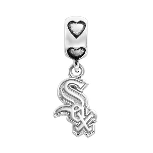 Sterling Silver Rh-plated LogoArt Chicago White Sox Logo Heart Bead