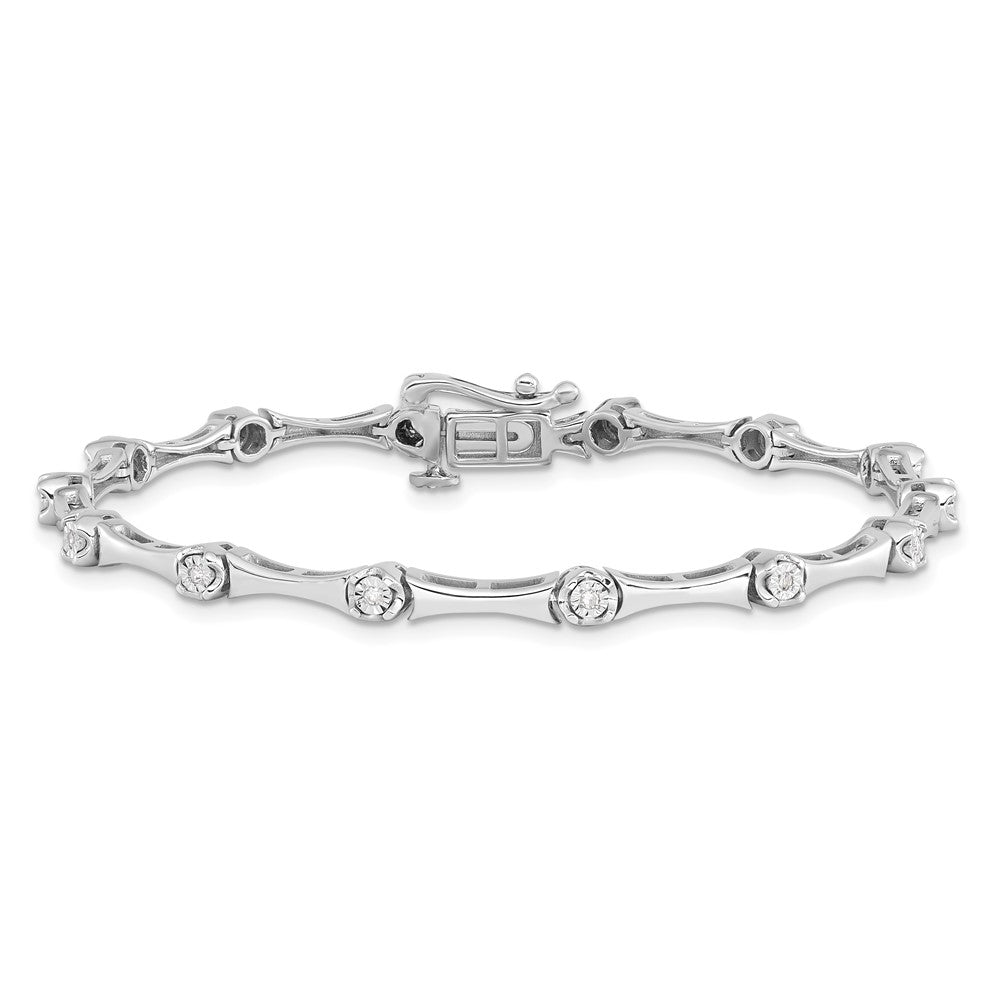 Sterling Silver Rhodium Plated Diamond Bracelet 7 inches