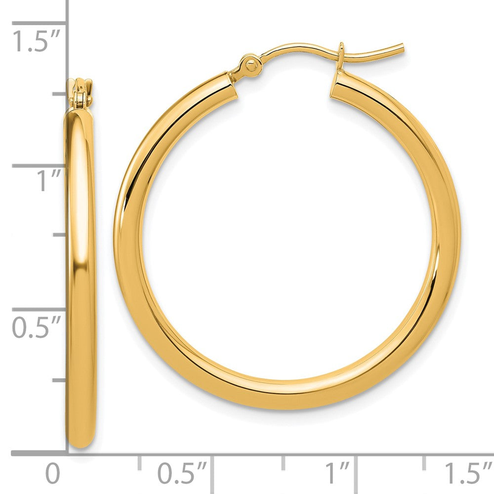 14k Polished 2.5mm Lightweight Tube Hoop Earrings