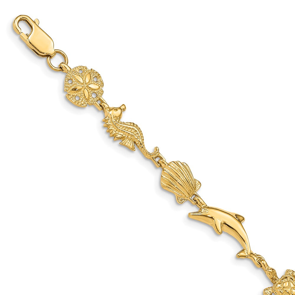 14K Sea Life Bracelet 7 inches