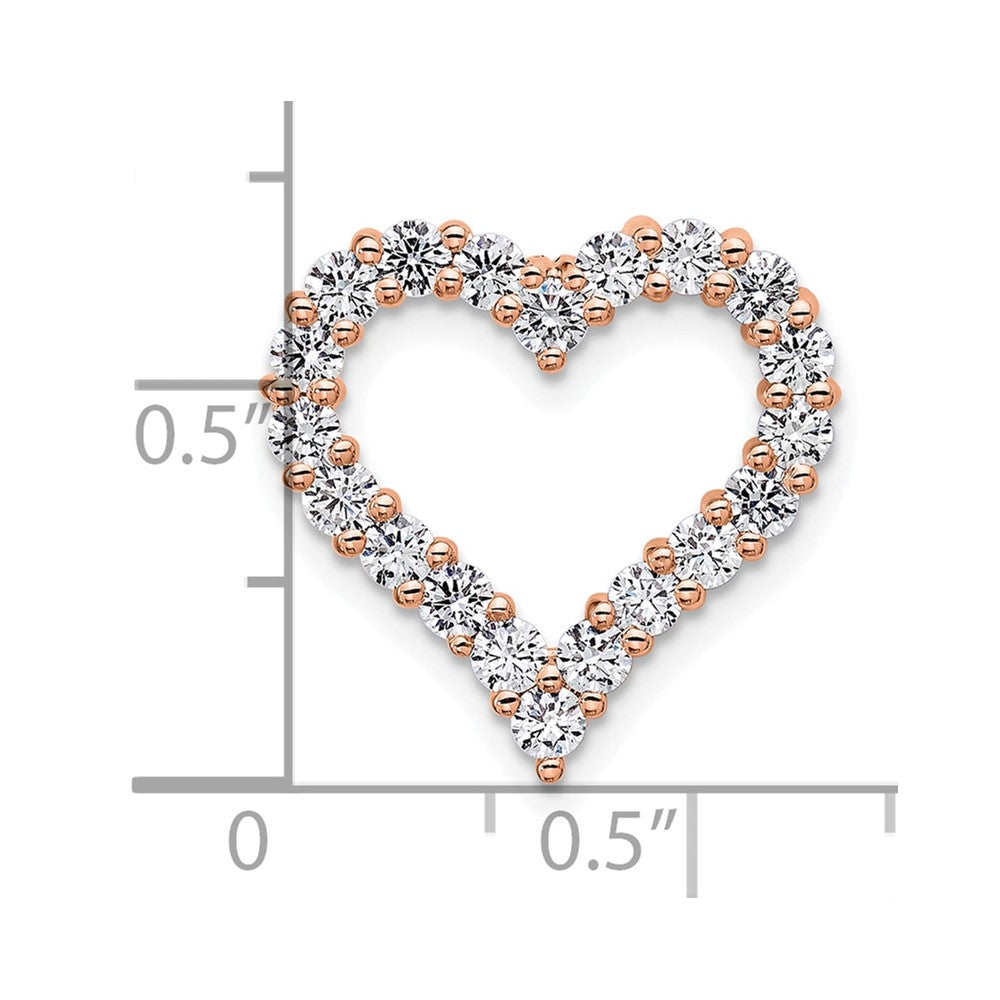 14k Rose Gold 1 carat Lab Grown Diamond VS/SI+ G+ Heart Chain Slide Pendant