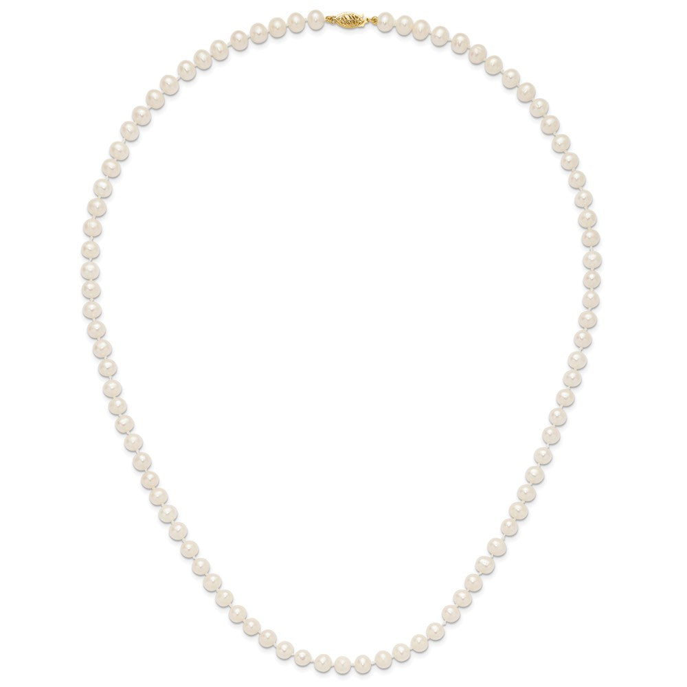 10k 6-7mm White Near-Round Freshwater Cultured Pearl 24 inch Necklace