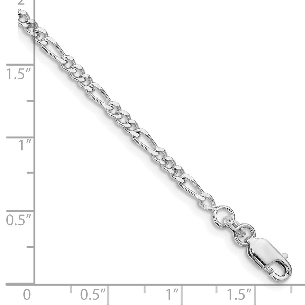 Sterling Silver Rhodium-plated 2.5mm Figaro Chain 8 inches