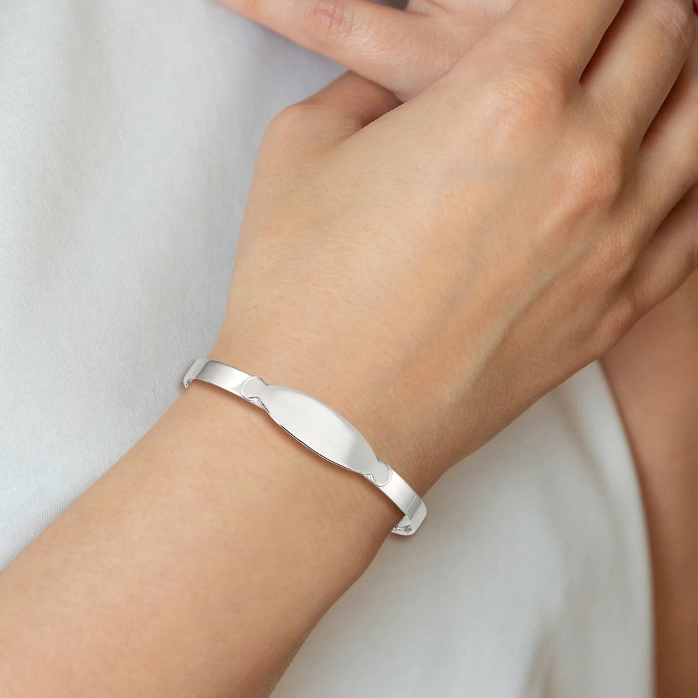 Sterling Silver Polished Adjustable ID Baby Bangle Bracelet 6 inches