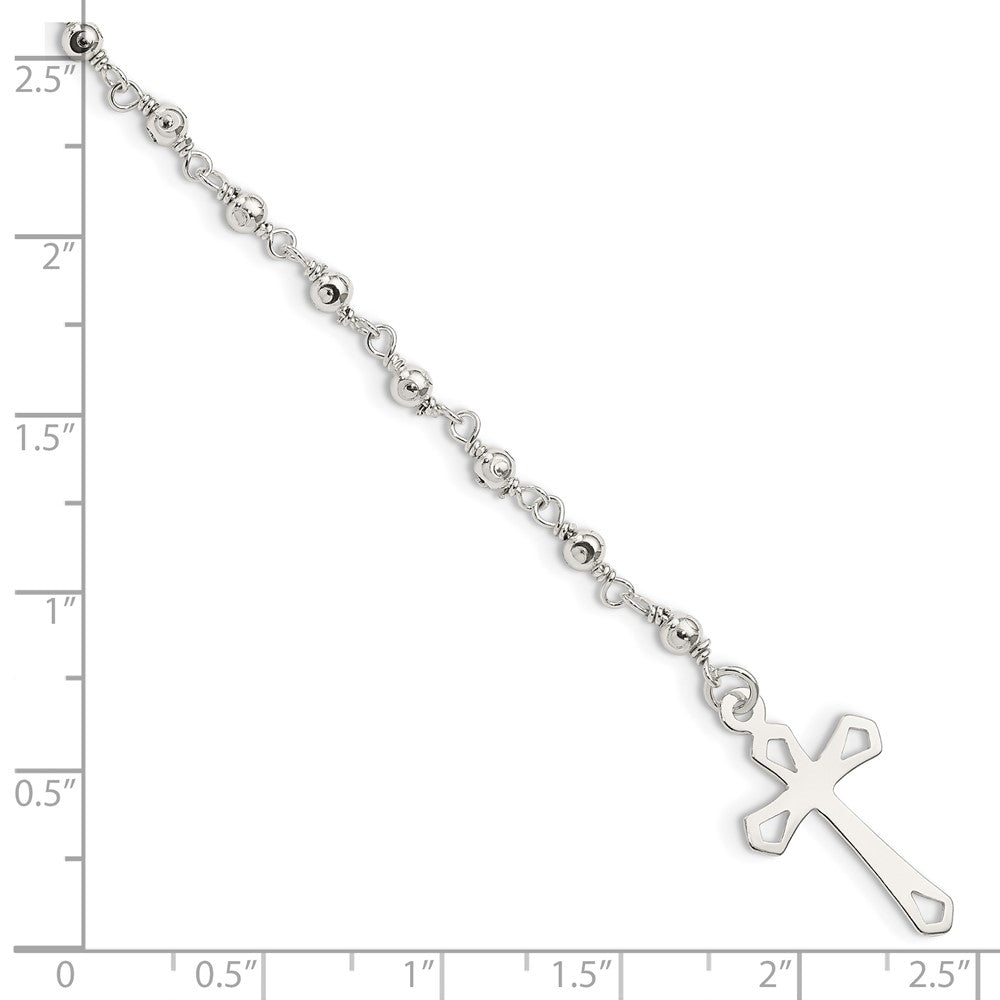 Sterling Silver Polished Bead Rosary 7.5 inch Bracelet 7.5 inches