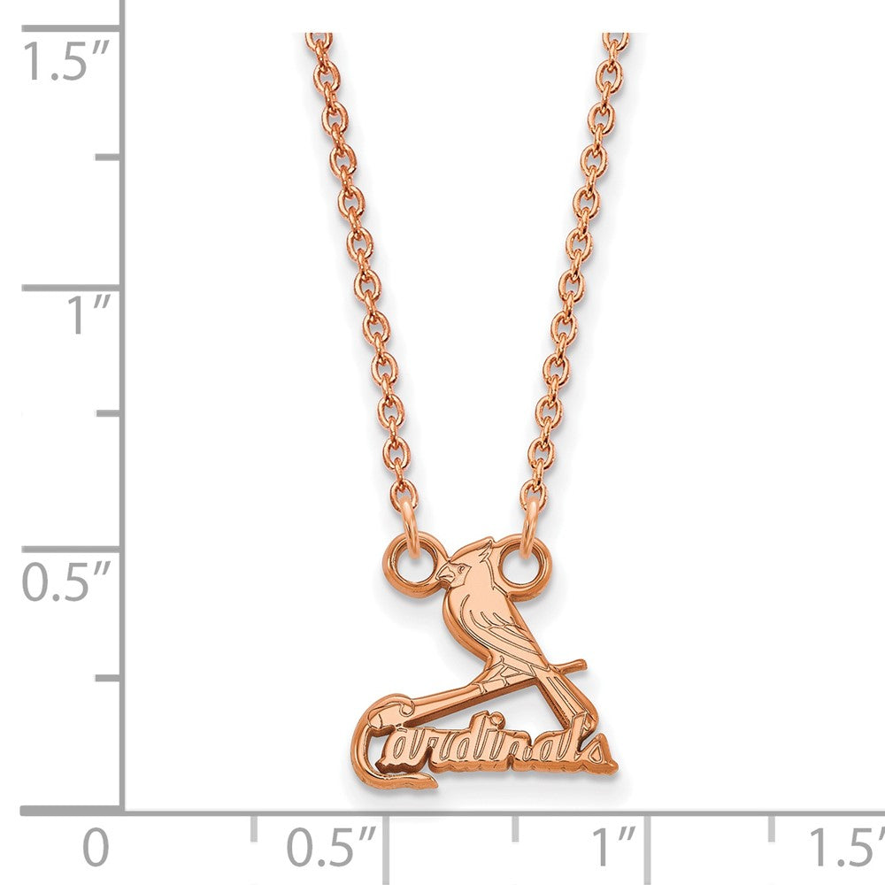 Sterling Silver Rose Gold-plated MLB LogoArt St. Louis Cardinals Small Pend
