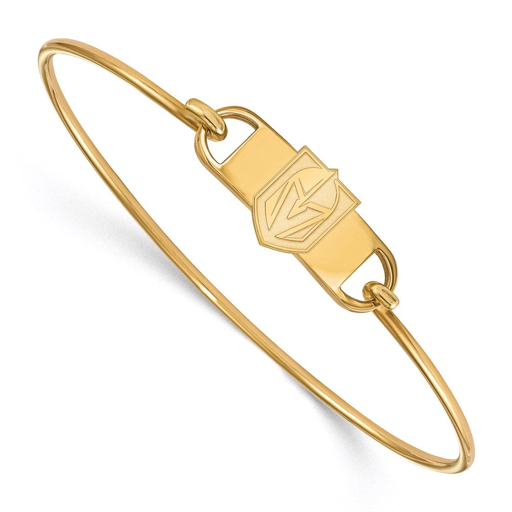 Sterling Silver Gold-plated NHL LogoArt NHL Vegas Golden Knights Small Center 7 inch Wire Bangle QGP011VGK-7