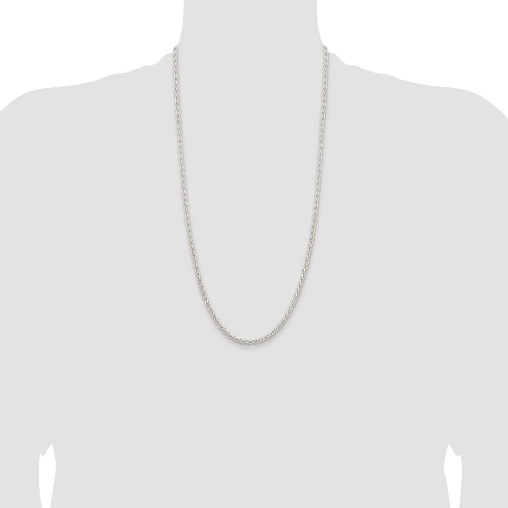 Sterling Silver Rhodium-plated 3.7mm Round Spiga Chain
