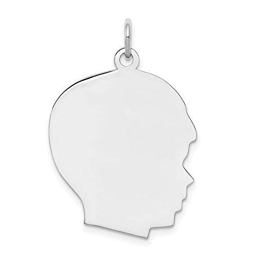 Sterl Silver Rh-plt Engraveable Boy Polished Front/Satin Back Disc Charm