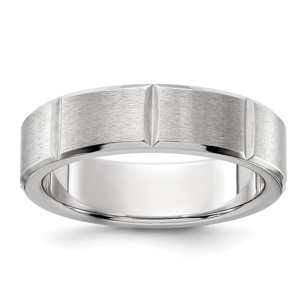 Chisel Stainless Steel Brushed and Polished Grooved 6mm Band
