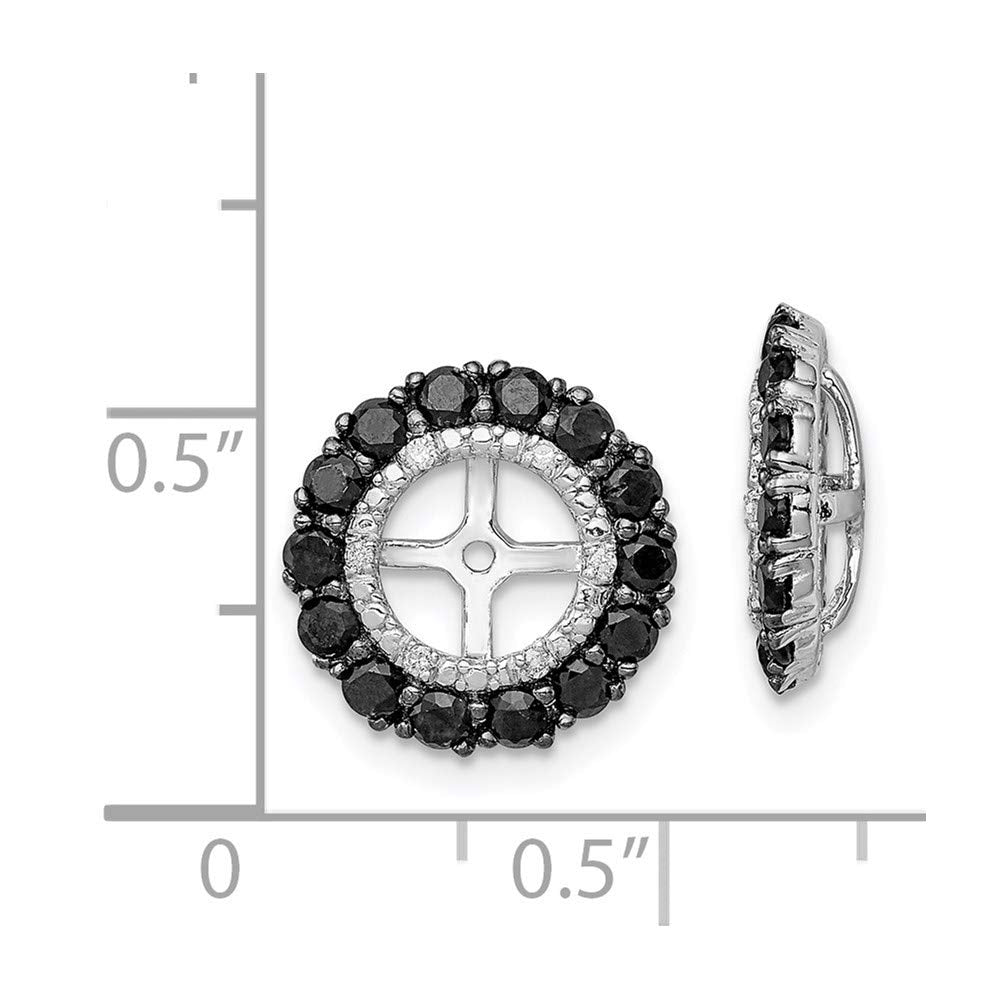 Sterling Silver Rhodium Diam. & Black Sapphire Earring Jacket