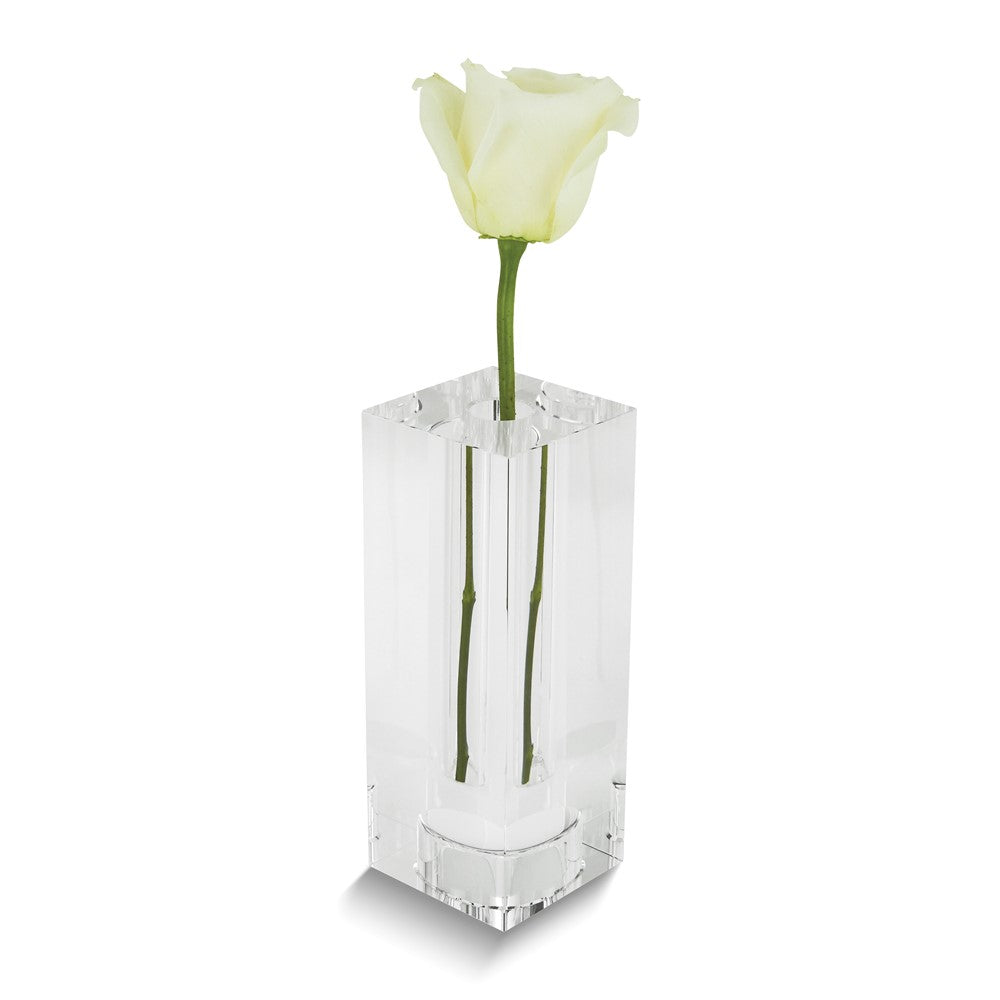 Small Rectangular Crystal Glass Bud Vase/ Tealight Candle Holder