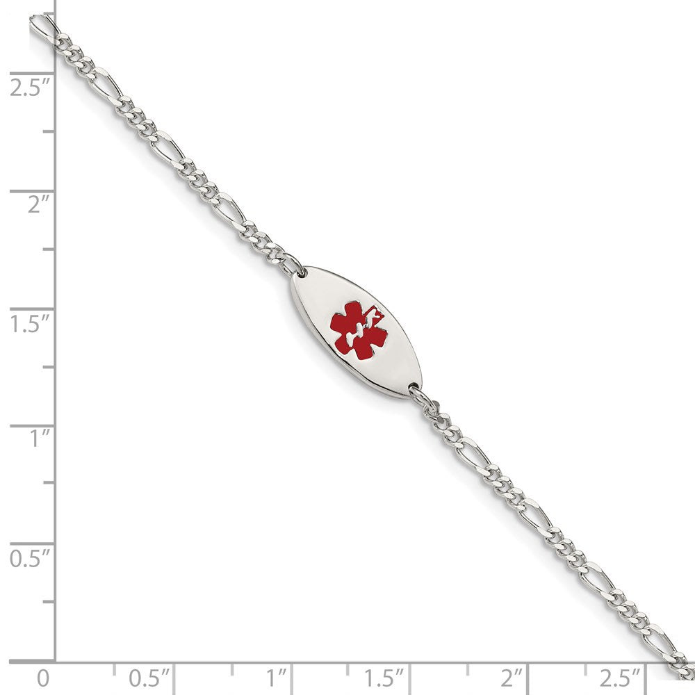 Sterling Silver Rhodium-plated Enamel Medical Jewelry Bracelet 7 inches