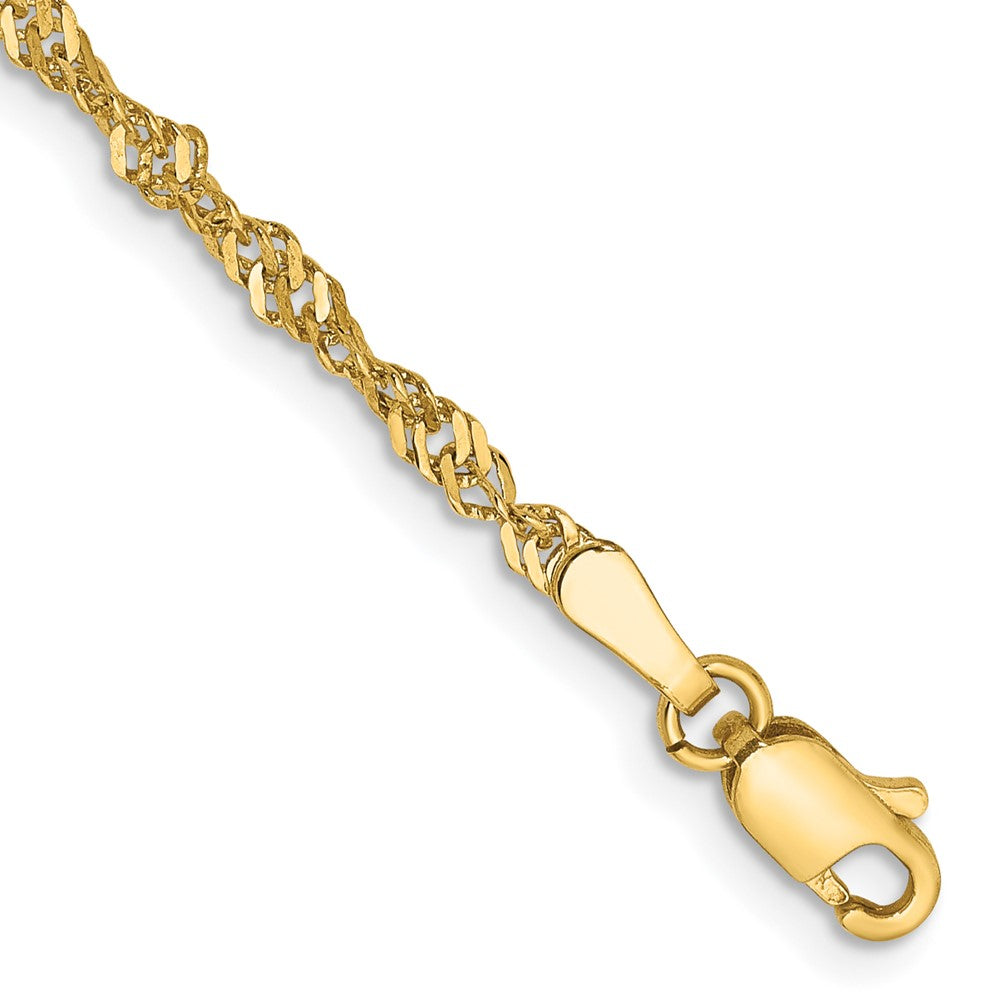 14K 8 inch 2mm Singapore with Lobster Clasp Chain 8 inches