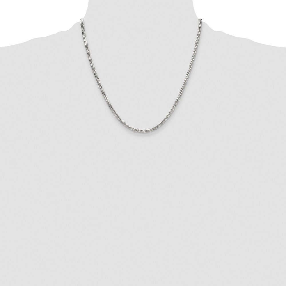 Sterling Silver Rhodium-plated 3.0mm Double Diamond-cut Curb Chain