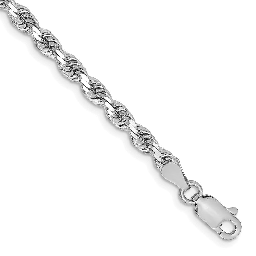 14K White Gold 7 inch 3.25mm Diamond-cut Rope with Lobster Clasp Chain 7 inches