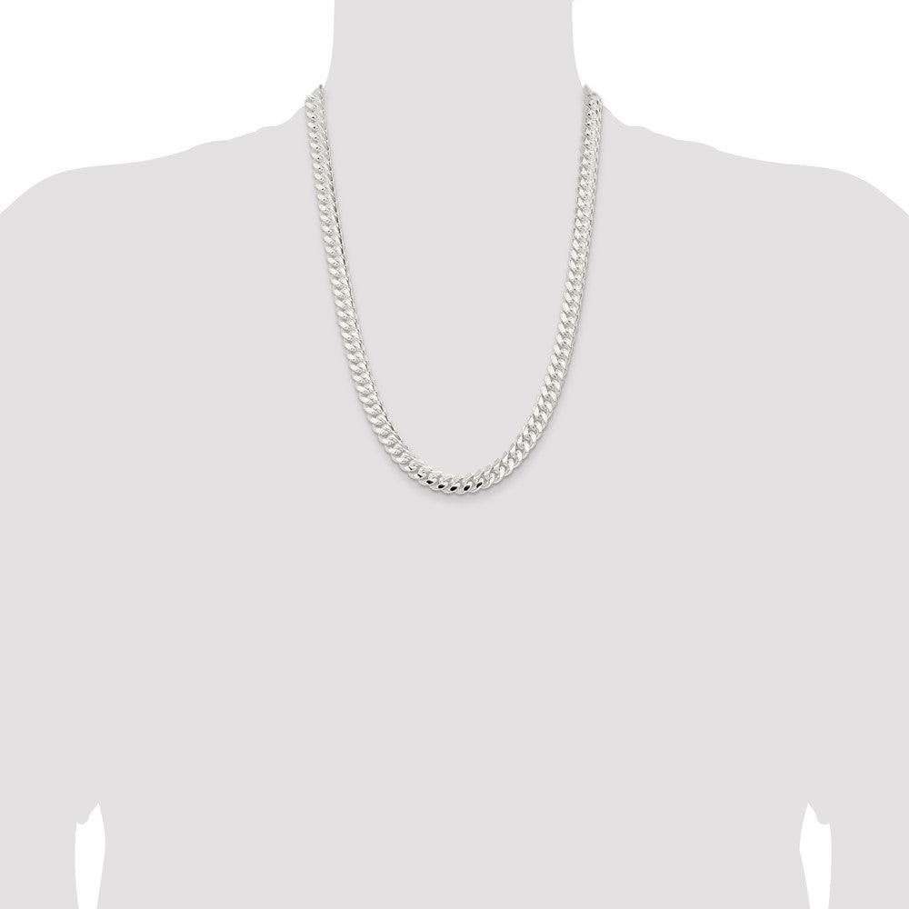 Sterling Silver 9mm Polished Domed Curb Chain 24 Inches