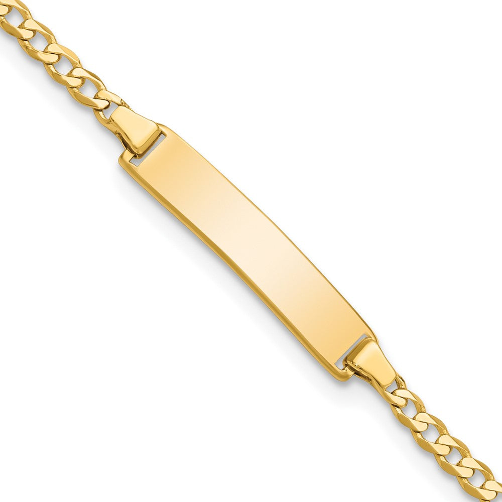 14k Flat Curb Link ID Bracelet 6 inches