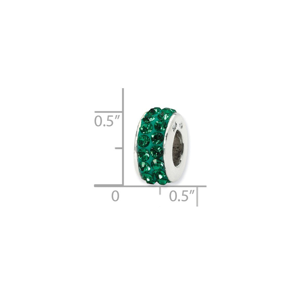 925 Sterling Silver Polished Reflections Green Double Row Crystal Bead Charm 10.91x4.55mm Wide Pendant Necklace for Wome