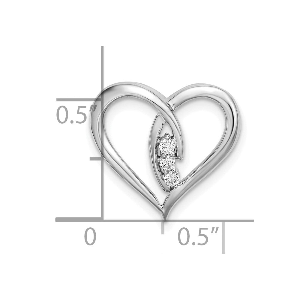 14k White Gold Diamond Polished Heart Chain Slide