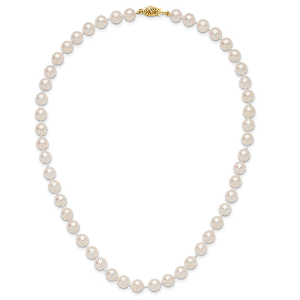 14k 7-8mm White Round Akoya Saltwater Cultured Pearl 16 inch Necklace