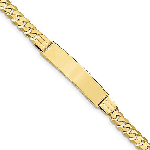 Primal Gold 10 Karat Yellow Gold Flat Curb Link ID Bracelet