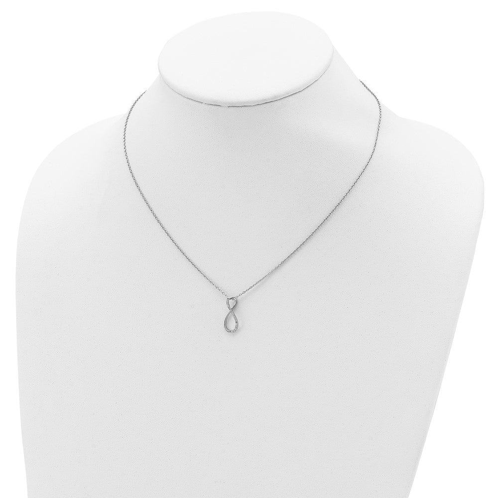 Sterling Silver Rhodium Plated Diamond Accent Infinity Necklace 18 Inches