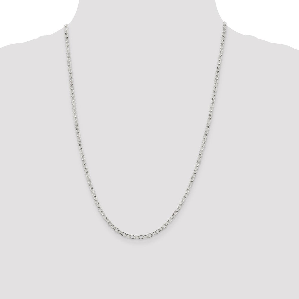 Sterling Silver 3.4mm Oval Cable Chain 24 Inches