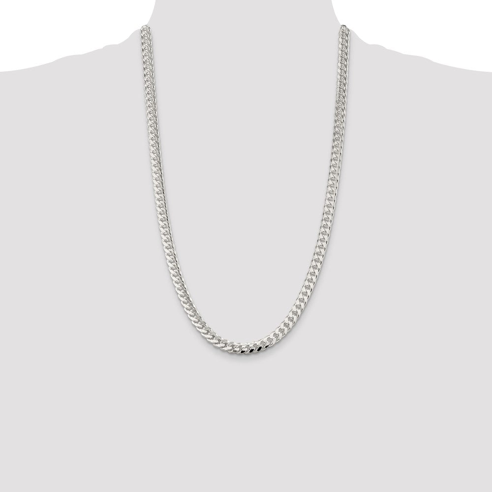 Sterling Silver 7mm Domed w/ Side D/C Curb Chain 26 Inches