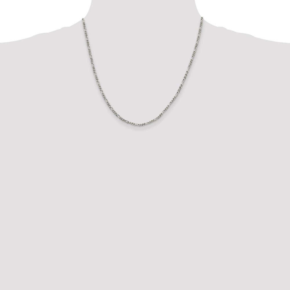 Sterling Silver 2.5mm Figaro Chain 20 Inches