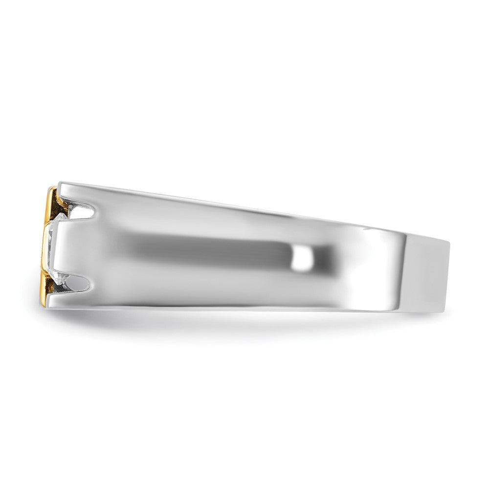 IBGoodman 14k Two-tone Men's Polished Satin and Cut-Out 1/3 Carat AA Quality Diamond Cross Ring