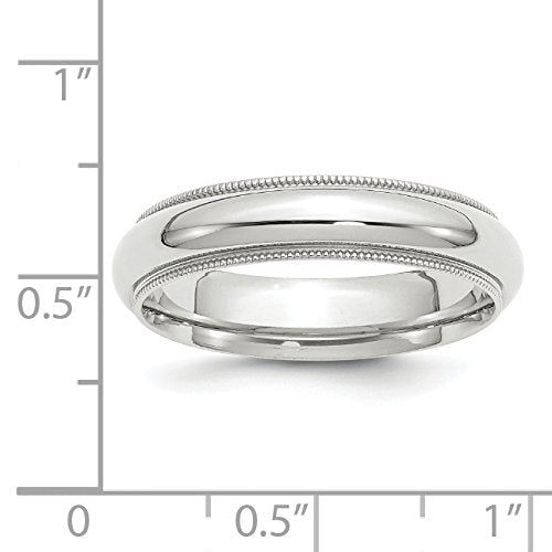 10k White Gold 5mm Milgrain Half Round Comfort Fit Wedding Band Size 11.5