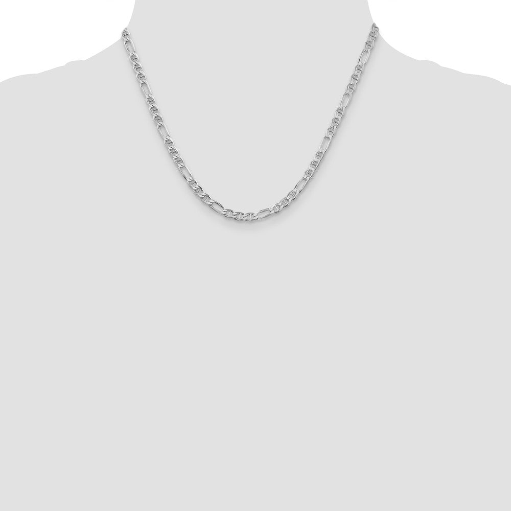 Sterling Silver Rhodium-plated 3.75mm Figaro Anchor Chain 18 Inches