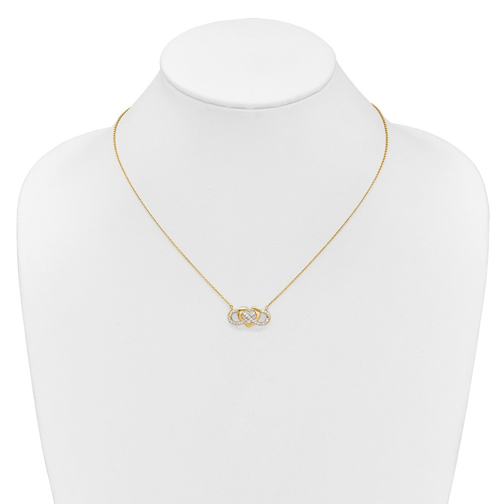 14k Polished 1/5 carat Diamond Infinity with Heart 18 inch Necklace